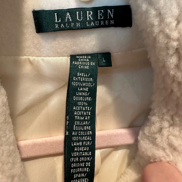 NWT Ralph Lauren Boho Norther Lights Peak Cream Wool Shearling Lined Coat L - Picture 10 of 13